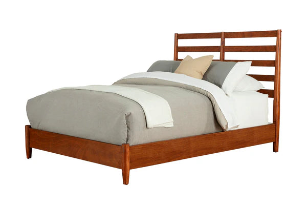 Flynn Acorn Retro Bed β Classic Mid-Century Modern Design with a Cozy Warm Acorn Finish