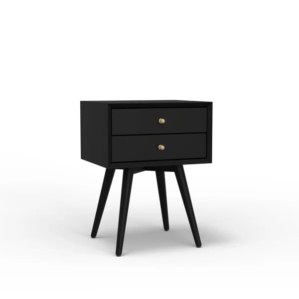 Flynn Black Small Nightstand β Modern Design with a Sleek Black Finish and Compact Storage