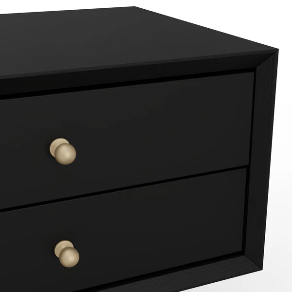 Flynn Black Small Nightstand β Modern Design with a Sleek Black Finish and Compact Storage