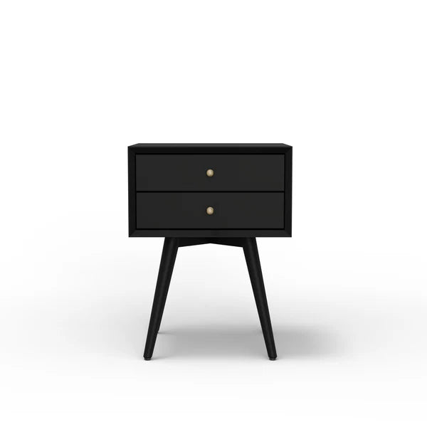 Flynn Black Small Nightstand β Modern Design with a Sleek Black Finish and Compact Storage