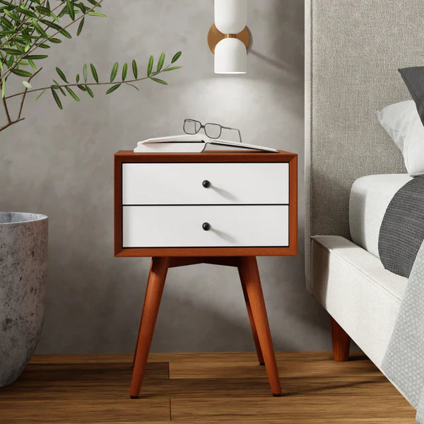 Flynn Two Tone (Acorn & White) Small Nightstand β Stylish Design with a Chic Dual-Tone Finish and Practical Storage