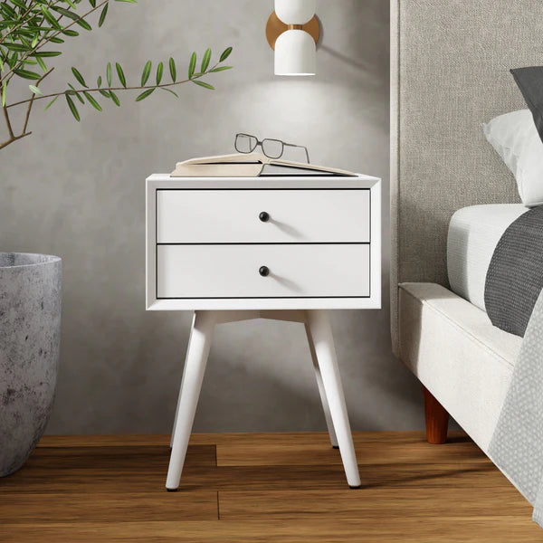 Flynn White Small Nightstand β Modern Design with a Crisp White Finish and Practical Storage