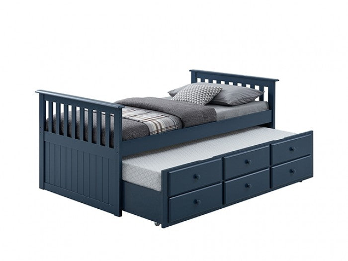Clemens Traditional Midnight Blue Captain Bed - Classic Design with Built-In Storage and Timeless Appeal