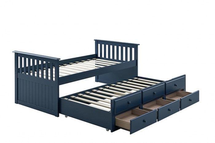 Clemens Traditional Midnight Blue Captain Bed - Classic Design with Built-In Storage and Timeless Appeal