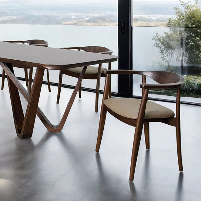 Nordby Rich Walnut Dining Table with Reversed Curve Corner Profile