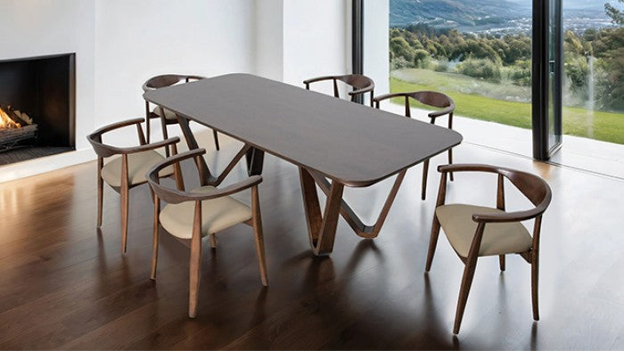 Nordby Rich Walnut Dining Table with Reversed Curve Corner Profile
