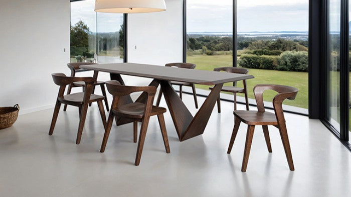 Romont Rich Walnut Dining Table – Mid-Century Modern Solid Wood Design