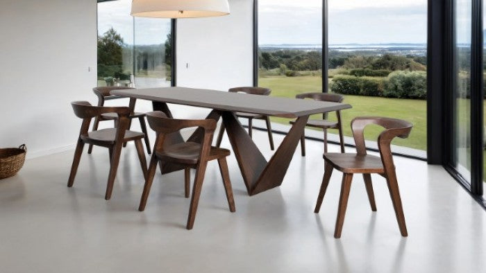 Romont Rich Walnut Dining Table with Diamond‑Cut Profile Edge
