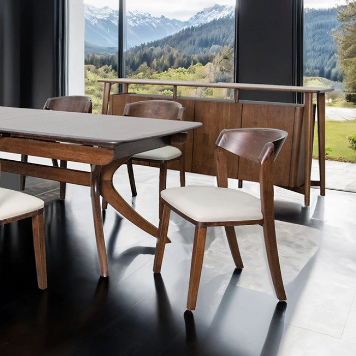 Hadsten Rich Walnut Wood Dining Table with Extendable Leaf