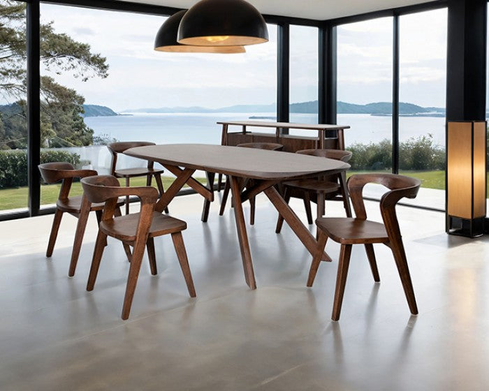 Sargans Rich Walnut Dining Table with Mid‑Century Frame