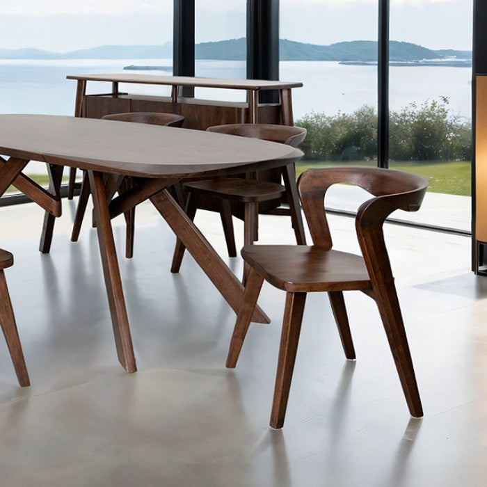 Sargans Rich Walnut Dining Table with Mid‑Century Frame