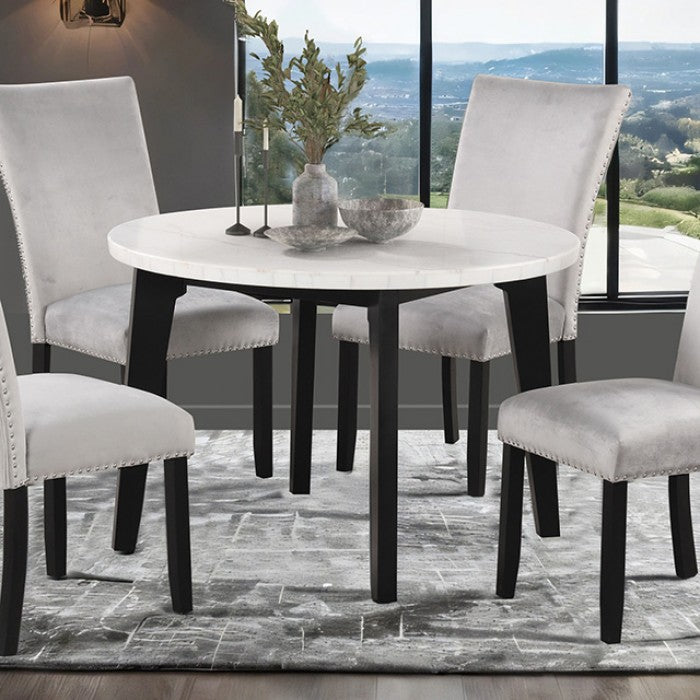 Sabro Round Dining Table - Contemporary Black/White - Sleek & Modern Dining Table with a Chic Design