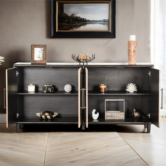 Lakeside Black Natural Storage Cabinet with EuroβStyle Hinges