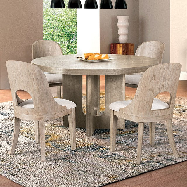 Sterling West Modern Round Dining Table - White Oak - Stylish & Durable Dining Table with a Clean White Oak Finish