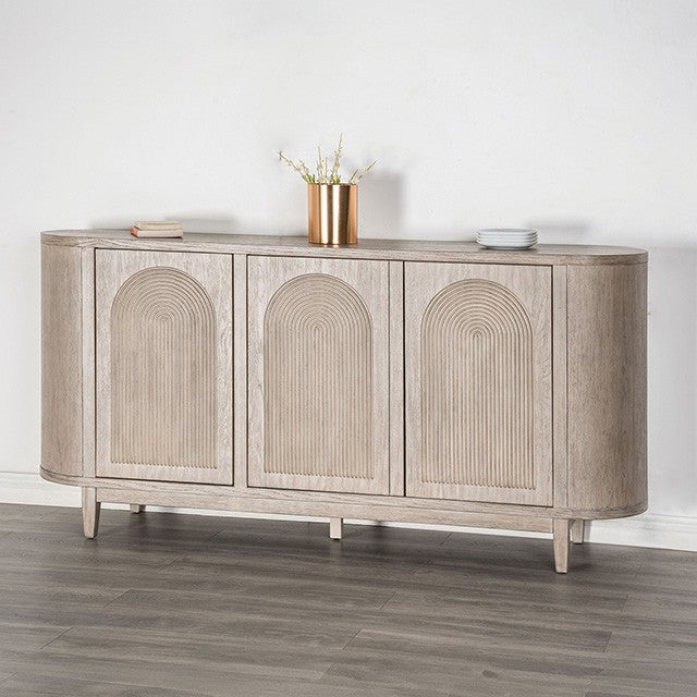 Sterling West Modern Server - White Oak - Elegant & Functional Storage with a Timeless White Oak Finish
