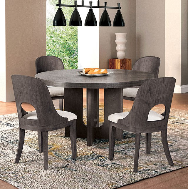 Sterling West Modern Round Dining Table - Ash Gray - Elegant & Stylish Dining Table with a Sophisticated Ash Gray Finish