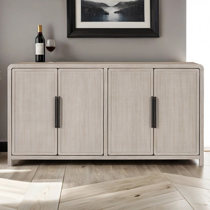 Belize Modern Solid Rubberwood 4-Door Cabinet - Sleek & Durable Storage Solution with a Contemporary Design