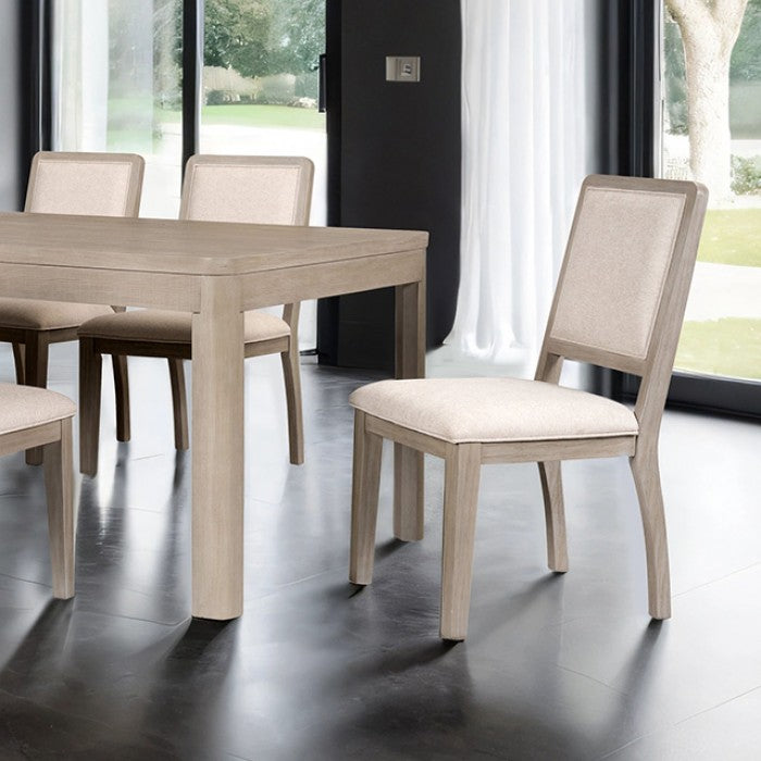 Belize Modern Gray Fog Wood Dining Table with Rounded Edges