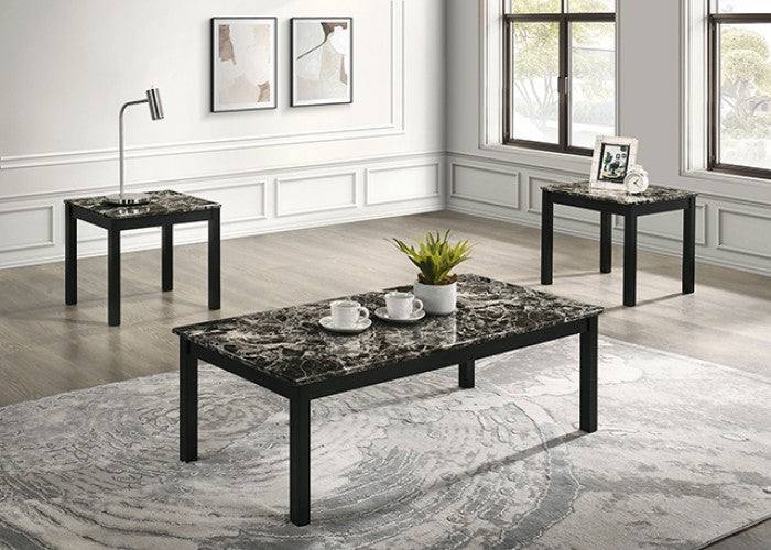 Findlay 3 Pc Contemporary Faux Marble Top Table Set - Sleek and Modern Design for a Stylish and Functional Living Space