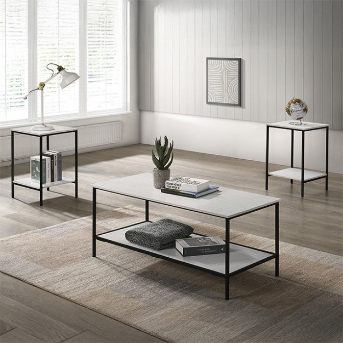Pallas 3 Pc Rustic White Table Set - Charming Design with Durable Pieces to Enhance Your Living or Dining Space