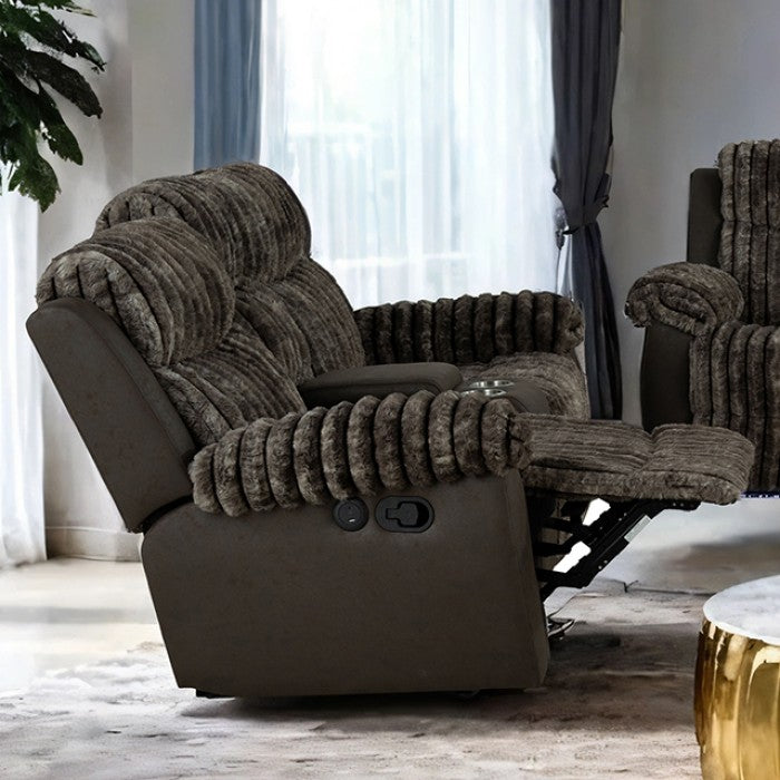 Dionysus Manual Brown Reclining Loveseat - Cozy Comfort with Classic Design and Easy Manual Recline Function