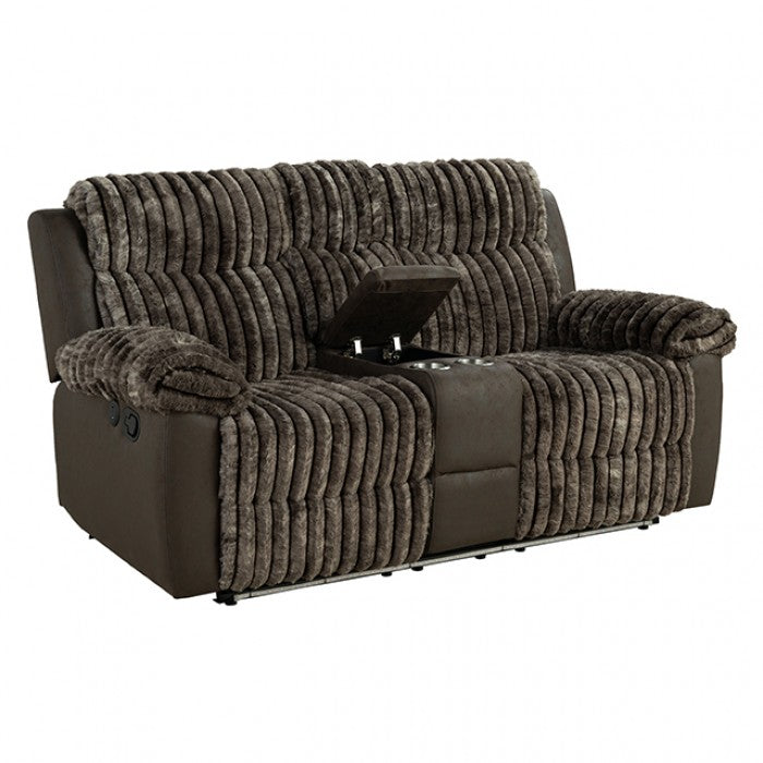 Dionysus Manual Brown Reclining Loveseat - Cozy Comfort with Classic Design and Easy Manual Recline Function