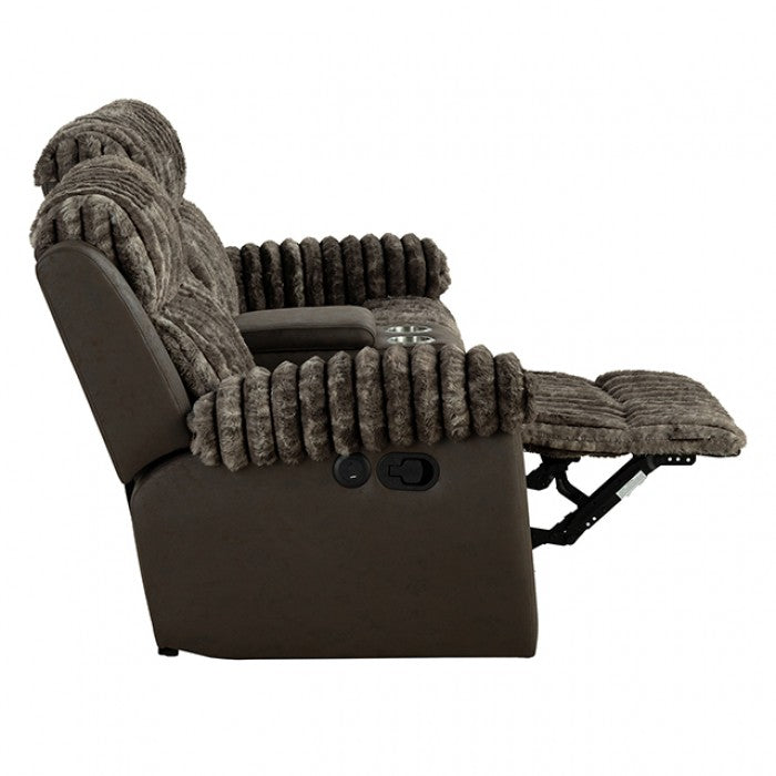 Dionysus Manual Brown Reclining Loveseat - Cozy Comfort with Classic Design and Easy Manual Recline Function