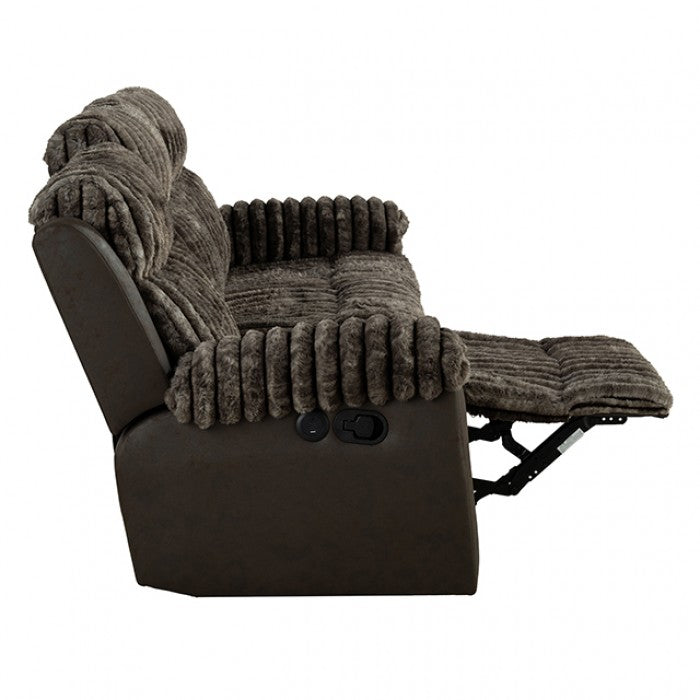 Dionysus Brown Manual Reclining Sofa - Classic Comfort with Manual Recline Function for Relaxing in Style