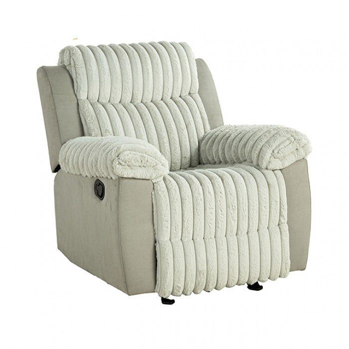 Dionysus Manual Gray Glider Recliner - Relax in Style with Smooth Gliding Motion and Manual Recline Function