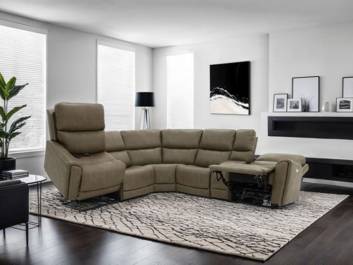 Orpheus Power Brown Sectional with Lift Chair - Modern & Comfortable Seating with Power Recline and Lift Features
