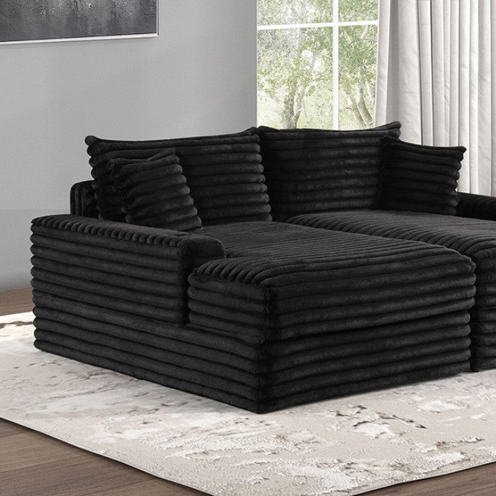 Tavedestrand Double Chaise Sofa - Contemporary Black - Sleek & Spacious Sofa with a Modern Black Design