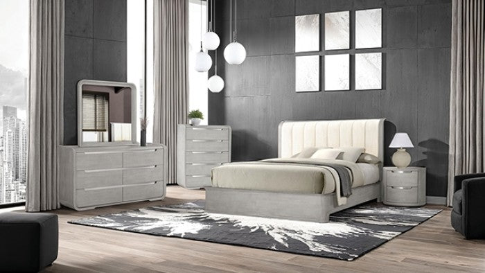 Osterley Modern Contemporary Light Gray French Front Nightstand - Elegant Design with Functional Storage for Your Bedroom