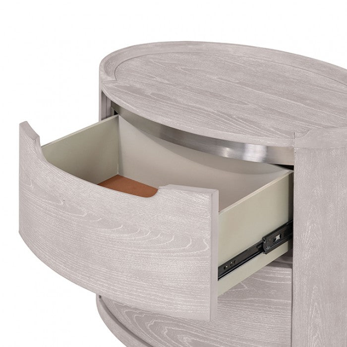 Osterley Modern Contemporary Light Gray French Front Nightstand - Elegant Design with Functional Storage for Your Bedroom