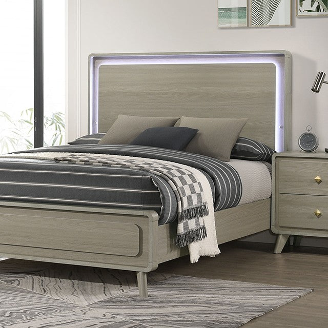 Rainier Contemporary LED Headboard Bed - Sleek Design with Built-In LED Lighting for a Modern Touch