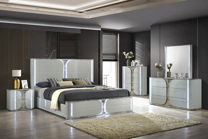 Cleburne Contemporary Light Gray Touch Control LED Dresser - Stylish Storage with Modern Lighting Features