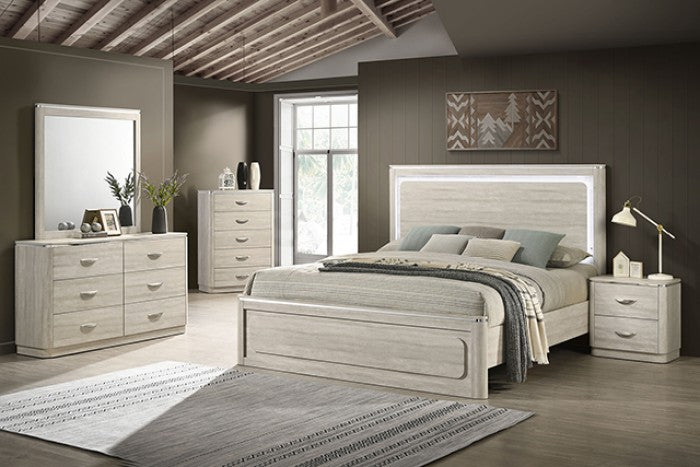 Farsund Contemporary Dusty Gray Curved Edges Nightstand - Stylish Storage with Modern Design