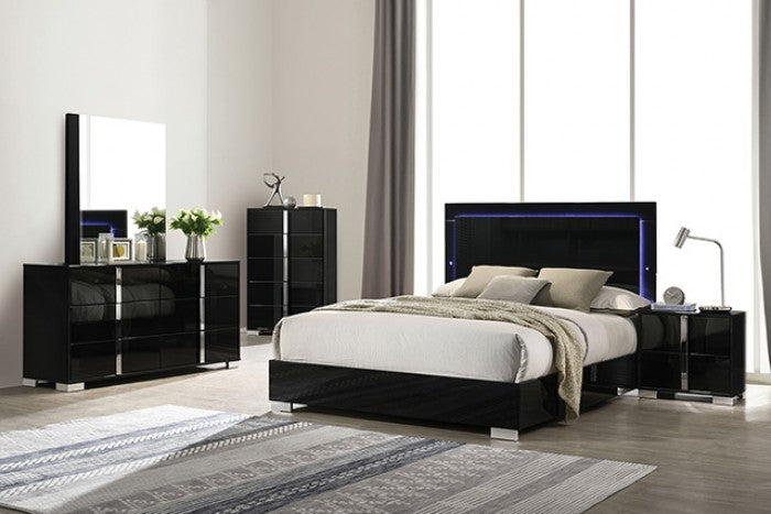 Sinistra Contemporary Piano Black Night Stand - Chic & Modern Bedroom Furniture