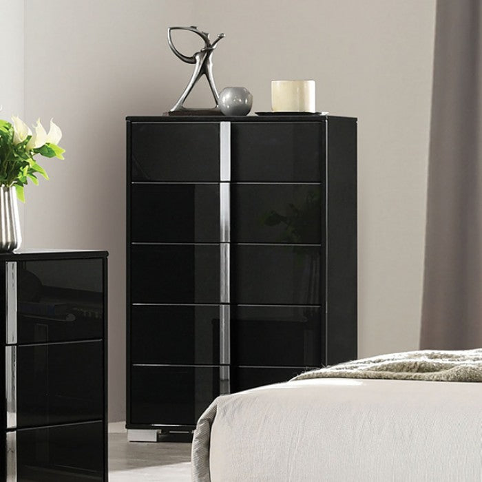 Sinistra Contemporary Piano Black Chest - Elegant & Modern Storage Solution