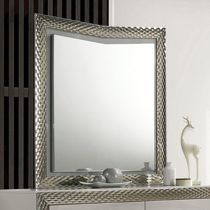 Ventnor Glam Gray Satin Fabric Mirror with LED Lighting