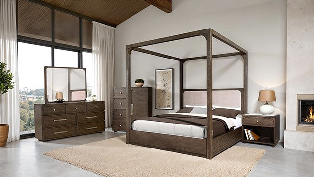 Vellara Dark Walnut Canopy Bed with Transitional Frame