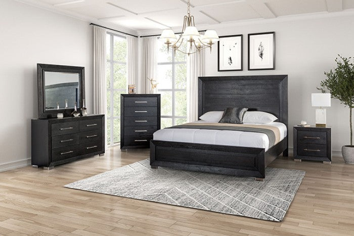 Ashbourne Black Night Stand with USB - Modern Bedroom Furniture with Convenient Charging Ports