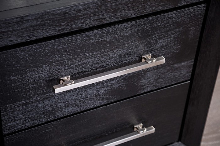 Ashbourne Black Night Stand with USB - Modern Bedroom Furniture with Convenient Charging Ports