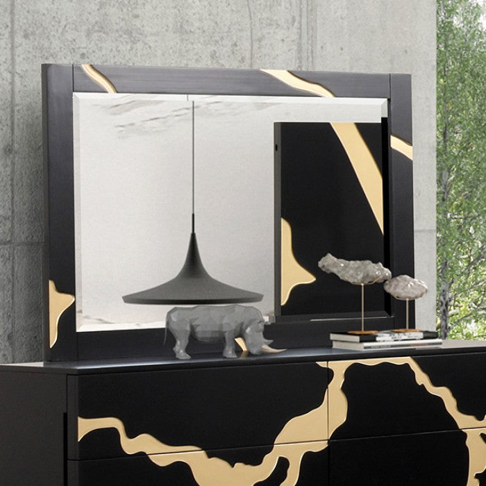 Goldsberg Contemporary Black and Gold Mirror