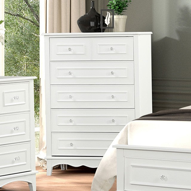Naucalpan Transitional Padded Leatherette Crown Molding Chest