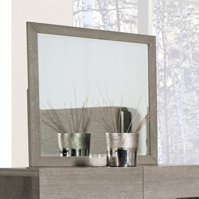 Gristalt Contemporary Stone Gray Mirror with Beveled Edge