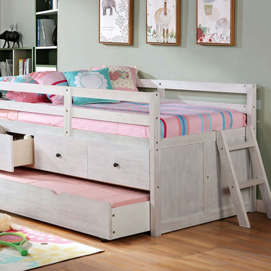Anisa Twin Loft Bed Wire-Brushed White Finish