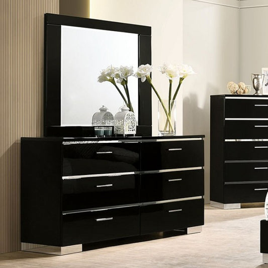 Carlie Contemporary Solid Wood High Gloss Finish Dresser