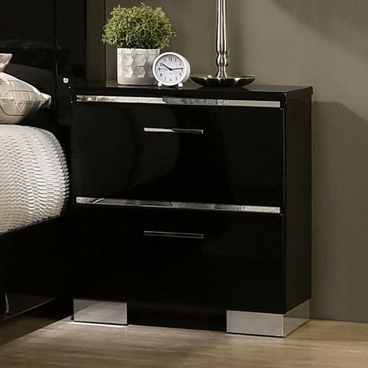 Carlie Contemporary Solid Wood High Gloss Finish Nightstand