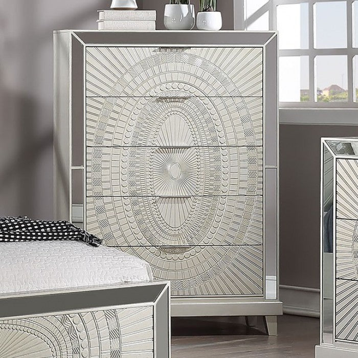 Valletta Glam Champagne Decorative Pattern Chest