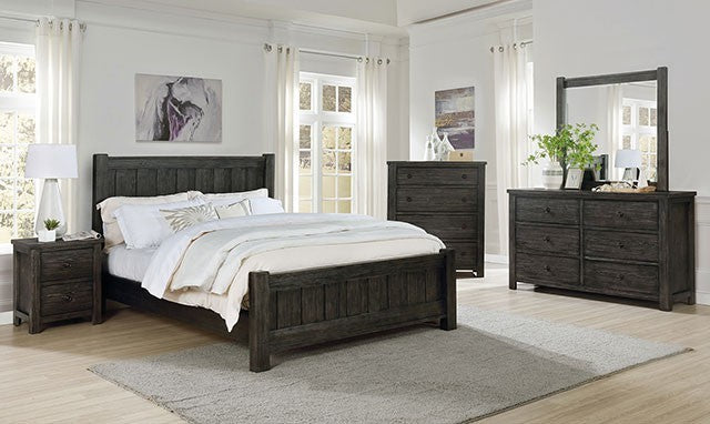 Regenburg Rustic Solid Wood Dark Gray Bed